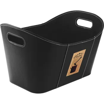 Krbové nářadí KesTek Koš na dřevo z umělé kůže Salzburg, černý