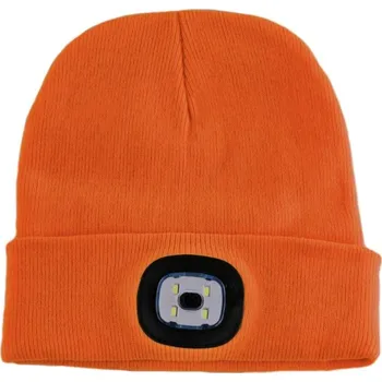 Čepice KesTek Pletená čepice s LED světlem, neonově oranžová