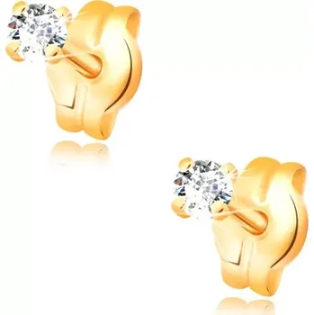 Náušnice Náušnice ze žlutého 14K zlata - zářivý diamant čiré barvy, 2 mm