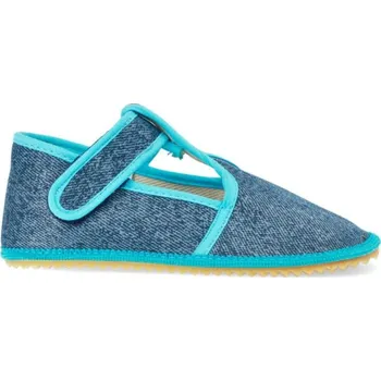 Dívčí bačkory BEDA PAPUČE BF 060010/W/02 SLIM Denim Tyrkys | Dětské barefoot přezůvky - 29
