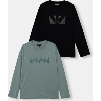 Dětské bavlněné tričko s dlouhým rukávem Emporio Armani 2-pack EB000726.AF16162 námořnická modř 59X, vel. 142