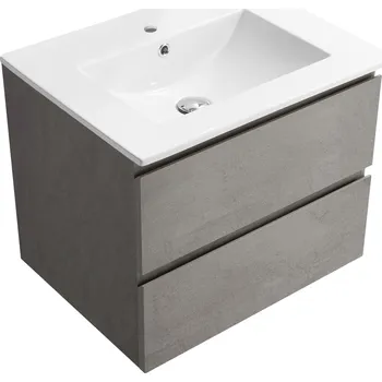 Koupelnový nábytek CERANO - Koupelnová skříňka Carole + keramické umyvadlo Todo - betonově šedá - 61x49,5x46,5 cm