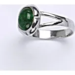 Zlatý prsten,bílé i žluté zlato, přírodní smaragd A- - T 1374 (smaragd 8x6 mm)