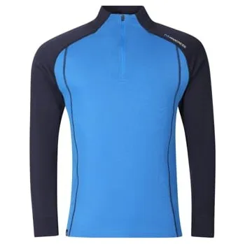 BREAKOUT MAN pánský merino rolák s krátkým zipem černomodrá/modrá M