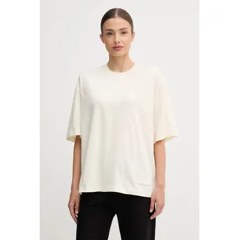 Dámské tričko Bavlněné tričko EA7 Emporio Armani dámské, béžová barva, AF13741.7X000128 01X, vel. XS