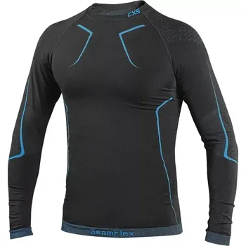 Pánské termoprádlo CANIS CXS SeamFlex Pánské funkční tričko s dlouhým rukávem černá/modrá - M/L
