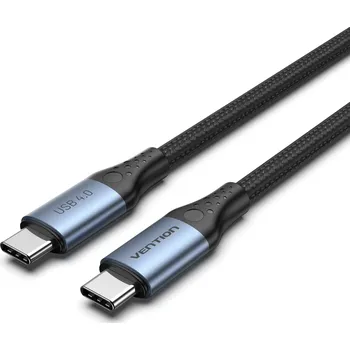 Mobilní telefon Datový kabel Vention Cotton Braided USB-C 4.0 5A Cable 1m Gray Aluminum Alloy Type