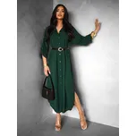 Smaragdové dlouhé košilové šaty NESSY Velikost: ONESIZE