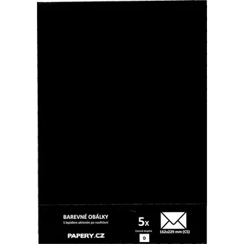 Obálka HYBLER S.R.O. barevná obálka 162X229 ČERNÁ, 5 kusů, 100 gm2, olizová