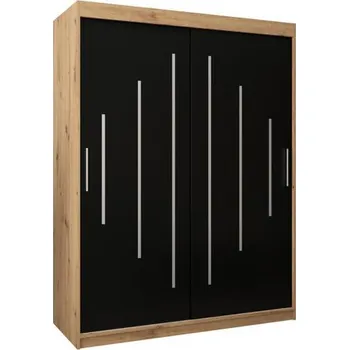 Šatní skříň Šatní skříň s posuvnými dveřmi YORK - 150x200cm -Dub Artisan-Černá-