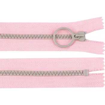 Zip Zip kostěný barevný šíře 5 mm, délka 20 cm - růžový sv. - šedý