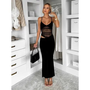 Dámské šaty Černé přiléhavé šaty RIVEYA s průstřihy Velikost: ONESIZE