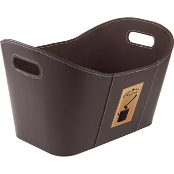 Krbové nářadí KesTek Koš na dřevo z umělé kůže Salzburg, hnědý