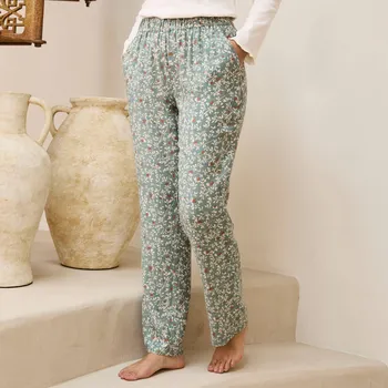 Dámské pyžamo Blancheporte Pyžamové kalhoty s potiskem rostlin zelená/růžová 46/48