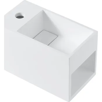 Umyvadlo CERANO - Umývátko z litého mramoru Zeno, závěsné levé - bílá matná - 33x18 cm