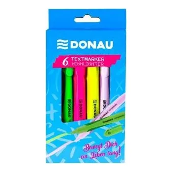 Kancelářské potřeby Zvýrazňovač Donau ve tvaru pera, sada 6 barev
