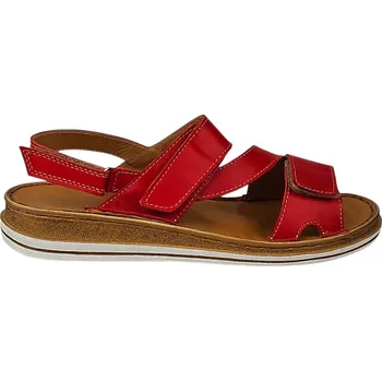 Dámské sandále 43244 - 05 Zdravotní komfort v elegantní červené – kožené sandály s podporou kleneb; doprodej velikostí 38