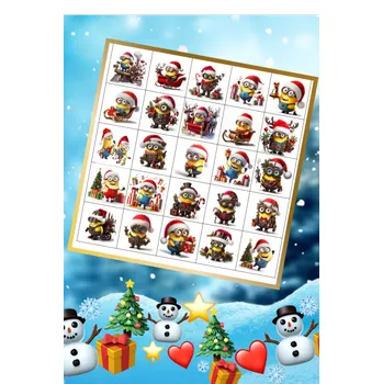 Jedlá dekorace na dort Sada 25 ks čtverečků 4x4 cm, design "Mimoň vánoce"- tisk na fondánový list s výřezem