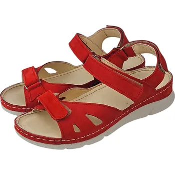 Dámské sandále 102 - 04SA dámské kožené sandály se zapínáním na suchý zip; doprodej 38