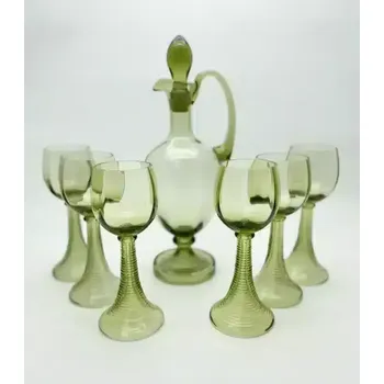 Sklenice Souprava na víno karafa + roemer 6ks lesní zelená | 100688