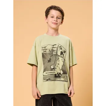Chlapecké tričko Sinsay - Tričko oversized Minecraft - green spruce - 668DY-75X - 668DY-75X-158