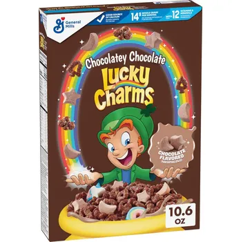 Bonbon Lucky Charms Chocolatey cereálie s kousky marshmallows s příchutí čokolády 300 g