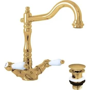Vodovodní baterie Morava retro Vodovodní baterie umyvadlová, click-clack, zlatá MK521.0/8Z