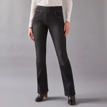 Dámské legíny Strečové bootcut džegíny pro nižší postavu černá 40