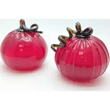 Zahradní dekorace Skleněná dýně červená průměr cca 20 cm | 97135