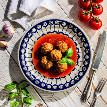 Talíř Keramický mělký obědový talíř Bolesławiec 25 cm - dek. 8