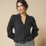 Halenka s madeirovou výšivkou černá 42