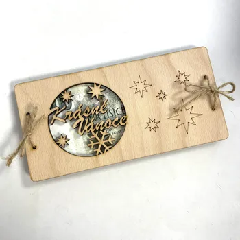 Vánoční dřevěné přání na bankovky 20 x 10 cm Motiv 5