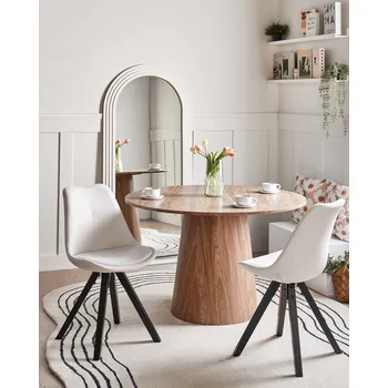 Jídelní židle Sada 2 jídelních židlí světle béžová látkové čalounění bez područek skandinávský styl kuchyně jídelna Beliani