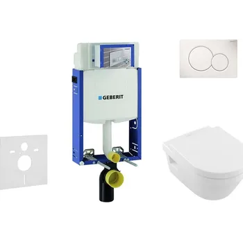 Klozet GEBERIT - Kombifix Modul pro závěsné WC s tlačítkem Sigma01, alpská bílá + Villeroy Boch - WC a sedátko, DirectFlush, SoftClose, CeramicPlus 110.302.00.5 NB1