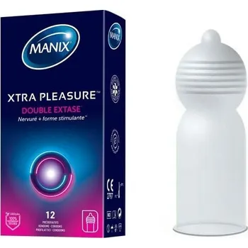 Kondom Manix Xtra Pleasure 12 ks, vroubkované latexové kondomy s nominální šířkou 52 mm