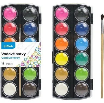 Výtvarná barva Barvy vodové se štětcem, 12 barev, 23mm ABICO