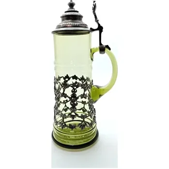 přísavka na sklo Skleněný tuplák s cínovou ozdobou a víkem | 94325