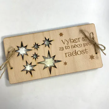 Vánoční dřevěné přání na bankovky skládané - motiv 6