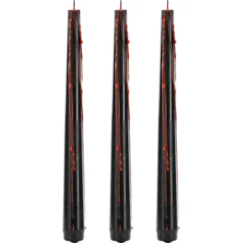 Svíčka Černé krvavé svíčky 25 cm – sada 3 ks, efekt stékající krve