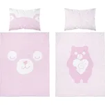 Bambusové povlečení medvídek - růžovobílá