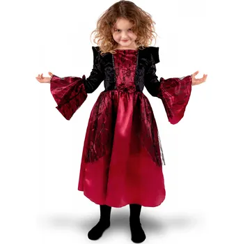 Karnevalový kostým Dětský kostým upírka černo-červený, vel. 116-128, polyester