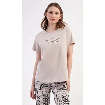 Dámské noční prádlo Vienetta Dámské pyžamo kapri Elena: béžová 2XL