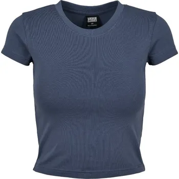 Urban Classics Dámské strečové crop top tričko s klasický kulatým výstřihem Barva: modrá vintage, Velikost: XL