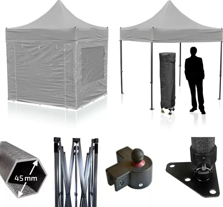 Nůžkový párty stan RedX® PROFI COMPOSITE 3x3 m (Kvalitní profesionální párty stan 3x3 m s kompozitovou konstrukcí - dostupný v 16 barvách a možností vlastního potisku)