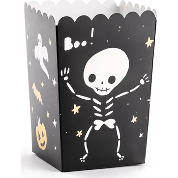 Party dekorace Papírové krabičky na popcorn Halloween černé 7x7x12,5 cm, 6 ks