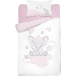 Oboustranné bavlněné povlečení slůně - bílorůžové