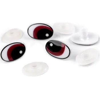 Oči s pojistkou 14x22 mm, malé, 2 hnědá