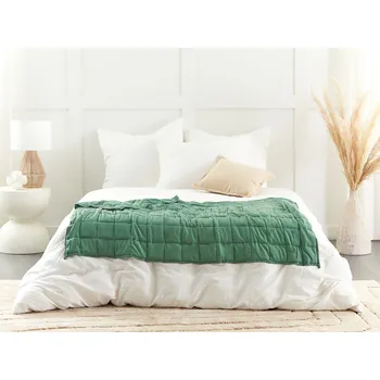 deka Zátěžová deka zelená prošívaná polyesterová tkanina výplň ze skleněných perlí obdélníková 100 x 150 cm 4 kg Beliani