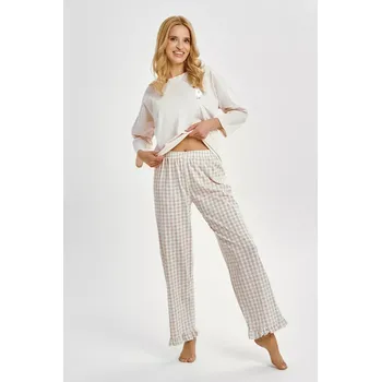 Pánské pyžamo 3438 DÁMSKÉ DLOUHÉ PYŽAMO VERA S-XL Béžová XL