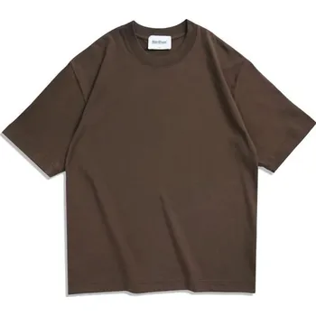 Dámské tričko Dámské oversized tričko s krátkým rukávem Jednobarevné volné tričko s výstřihem do O Ležérní nadměrný střih Spuštěné rukávy Pohodlná móda hnědá XXL